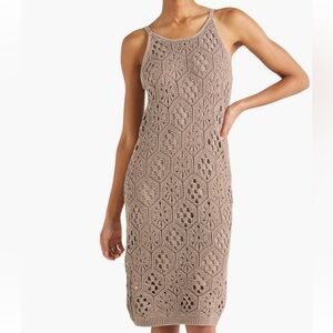 NEW Splendid Eden Open Stitch Cotton Sweater Dress in Rattan